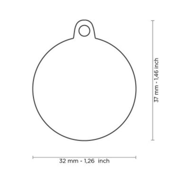 MY FAMILY BIG PINK CIRCLE BONE ROUND CHROME ENGRAVABLE DOG ID TAG CLASSIC ITALY - Picture 3 of 3